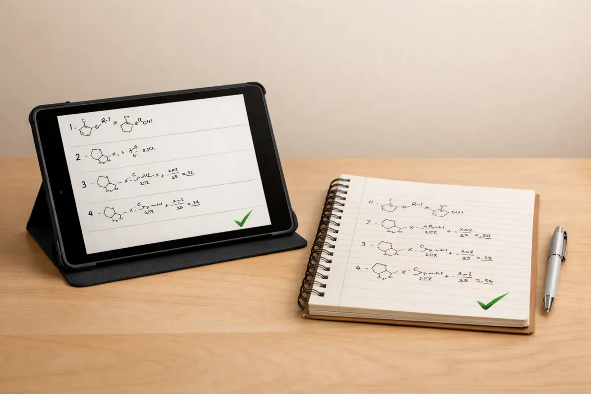 ChemistryAI worked example showing the chemistry method step by step with the check at the end