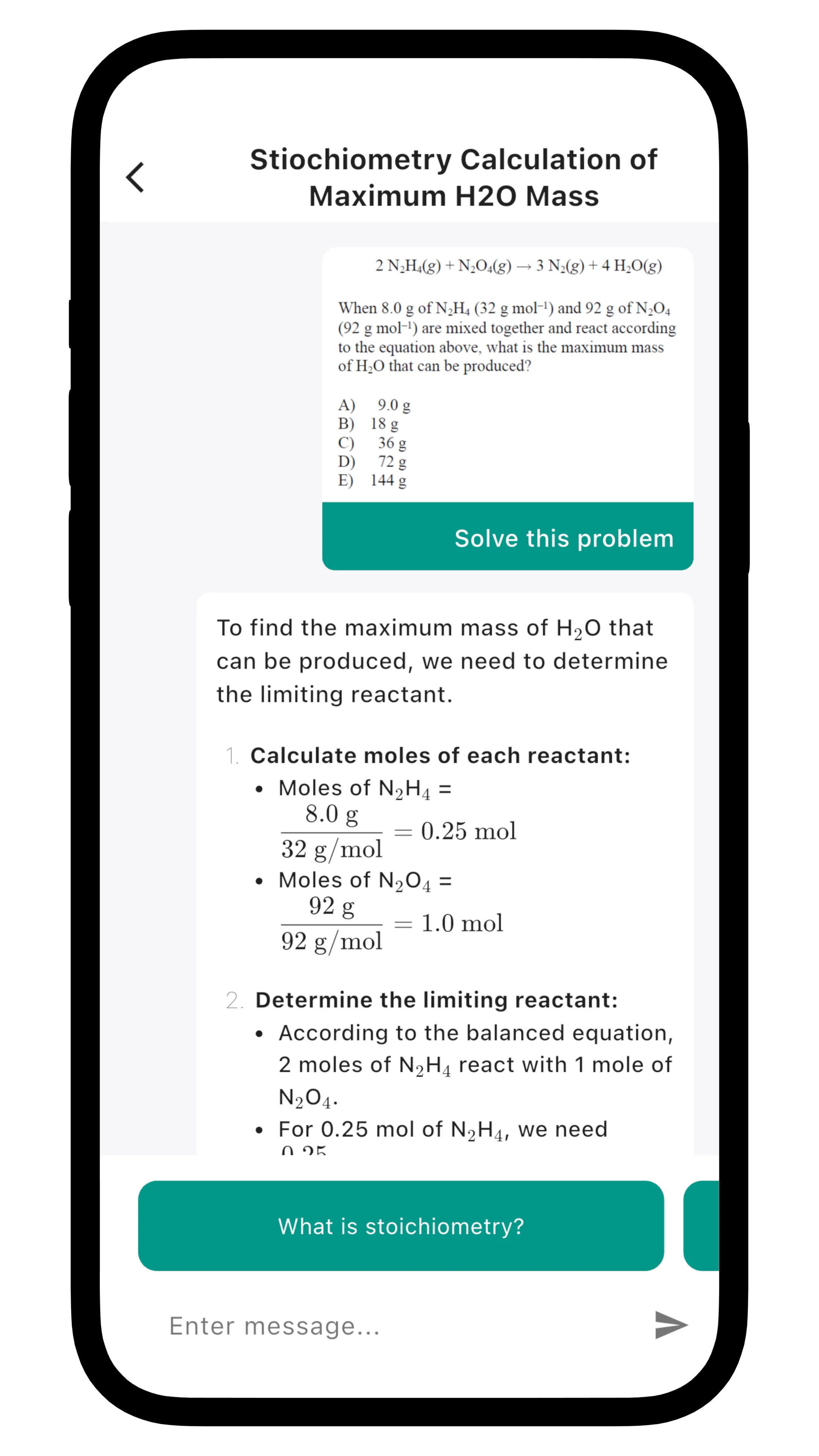 Using AI chemistry solver for step-by-step solutions